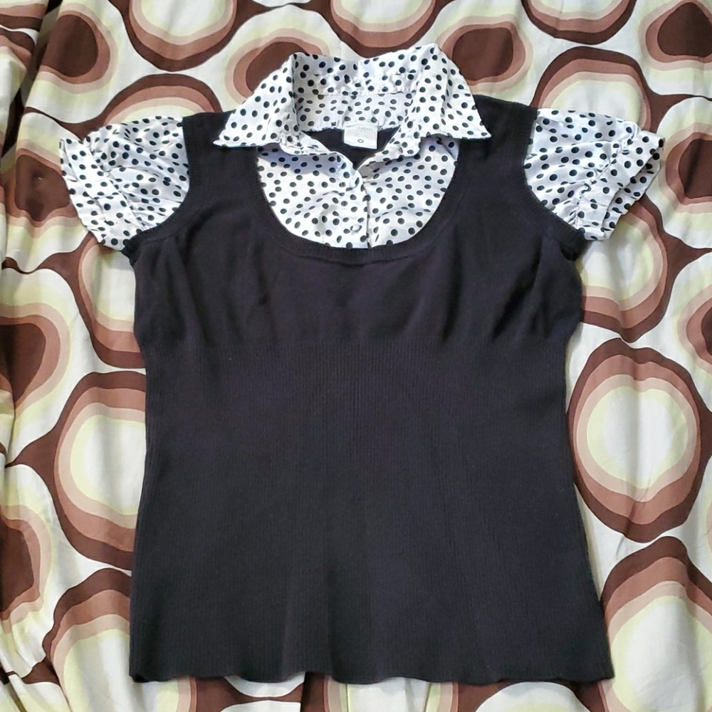 🫱🏿🫲🏾 Women blk/wht motherhood maternity blouse size M - Picture 1 of 9